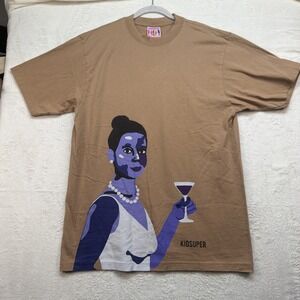 KidSuper Studios Graphic T Shirt Mens Large Tan Martini Art Audrey Hepburn Style